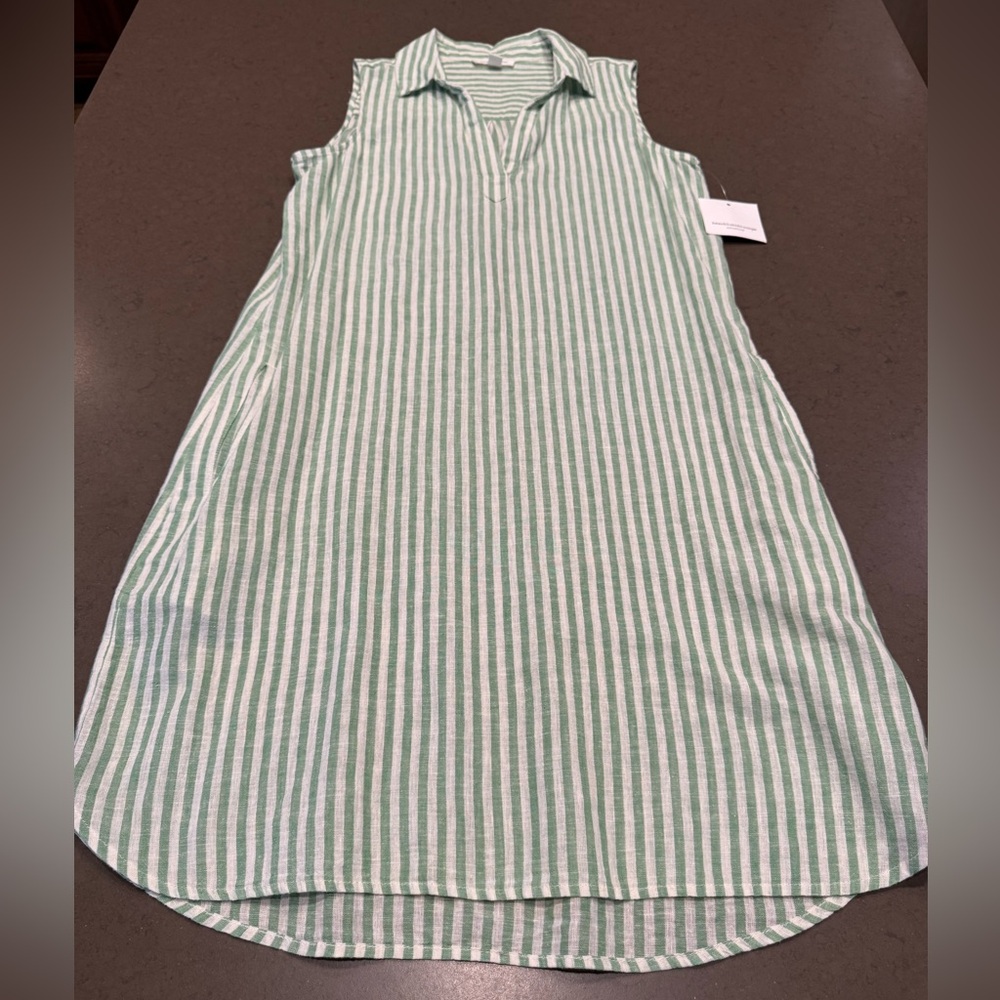 BeachLunchLounge Green and White Stripe Summer Dress